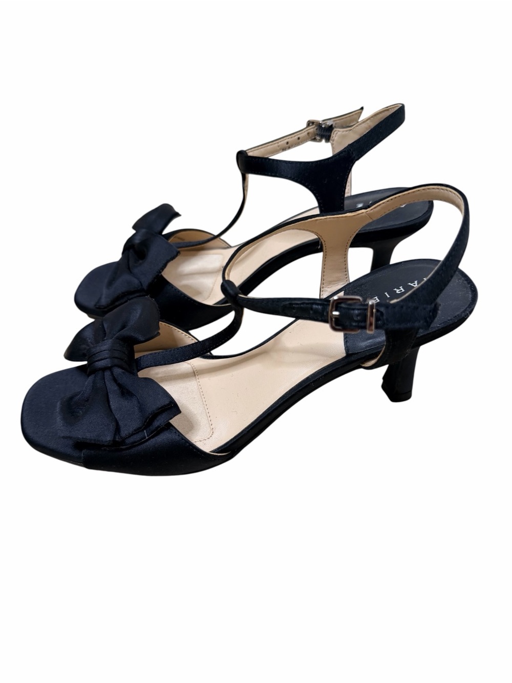Alex Marie Satin New Bow Tie Heels. - Picture 4 of 5